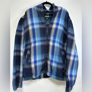 Roots | Blue Gray Plaid Organic Cotton Hooded Jacket